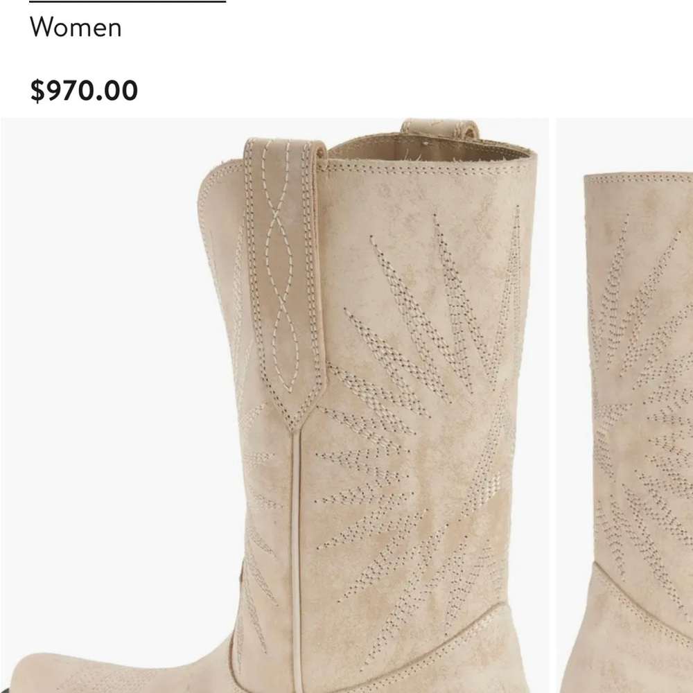 Golden Goose Beige Leather Cowboy Boots - Picture 4 of 7